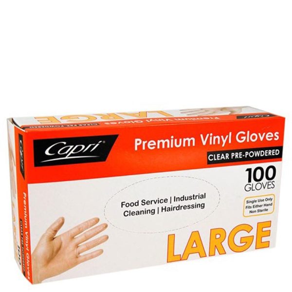 Clear Pre-Powdered Vinyl Glove Large